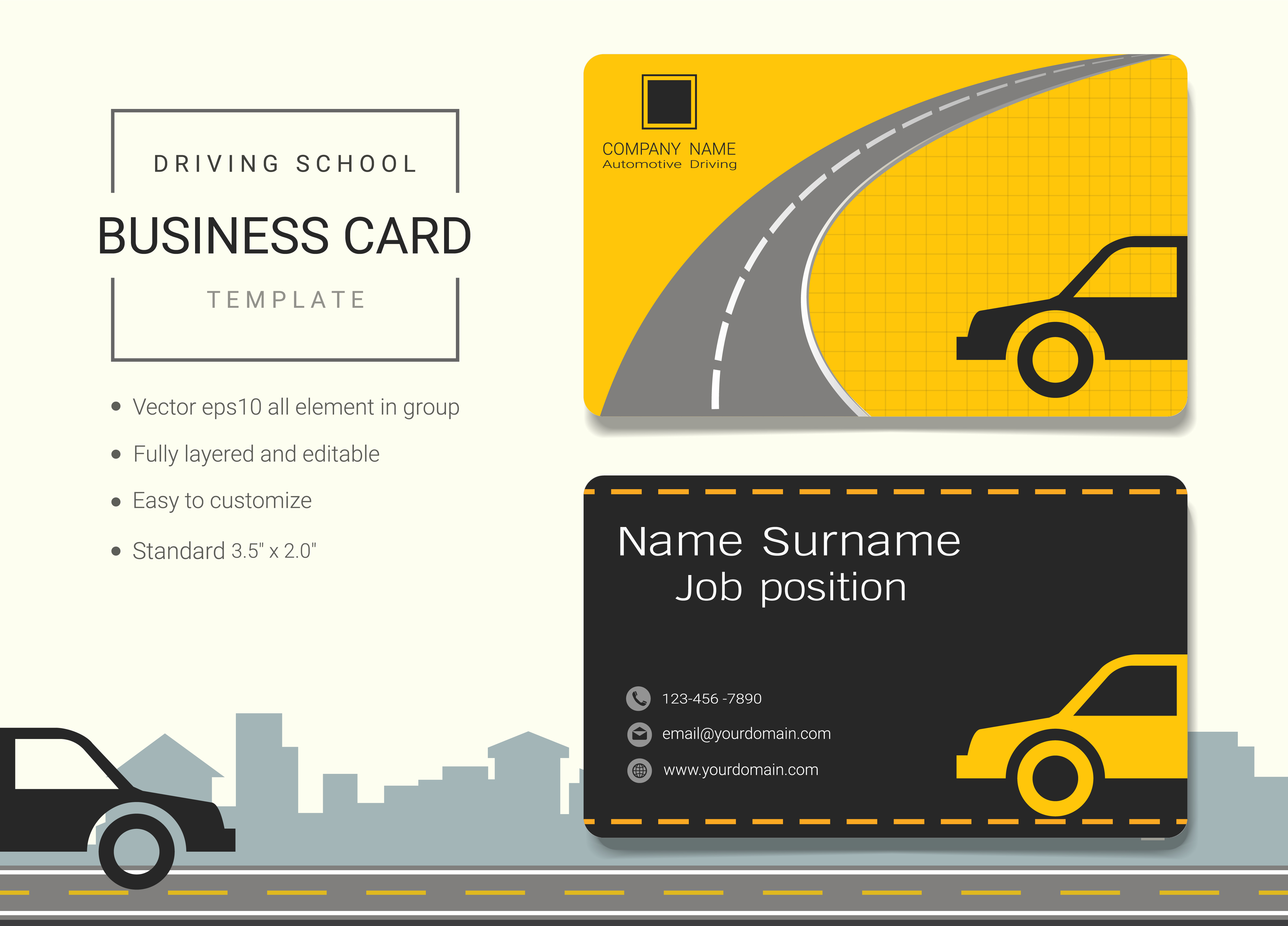 Driving School Business Name Card Design Template Free Business Name Card Design Template