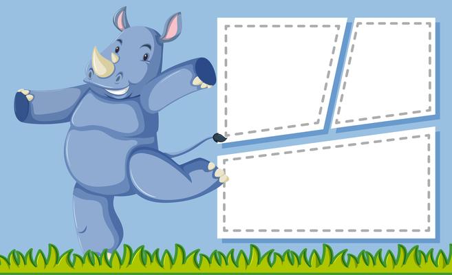 A rhinoceros on note template