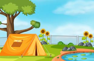 tent next to pond vector