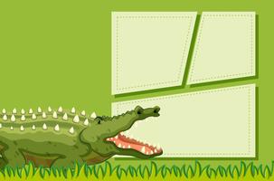A crocodile on note template vector