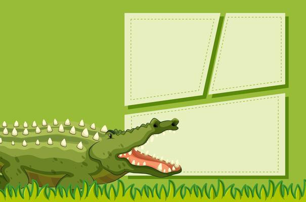 A crocodile on note template