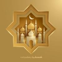Paper graphic of Islamic mosque vector