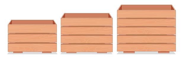 Conjunto de cajón de madera vector
