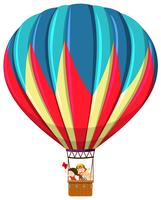 Children riding hot air balloon vector