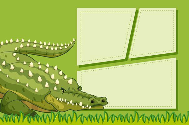 A crocodile on note template