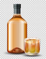 Botella y vaso de whisky.