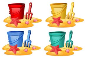 Set of bucket with spade  vector