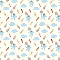 Cute cat astronaut seamless pattern vector