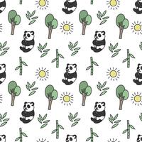 Cute panda seamless pattern vector