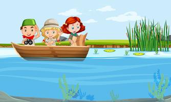 kids on a boat vector