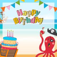 cute pirates cartoon birthday background vector