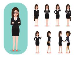 Set of businesswoman at work. vector