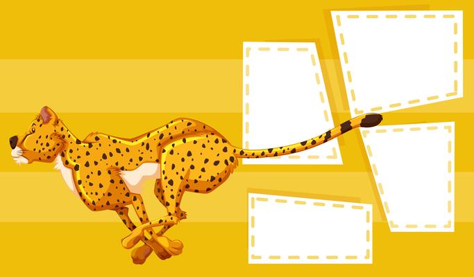 A cheetah on note template