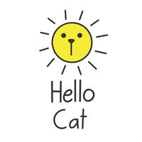 Hello cat, hello summer funny cat face vector