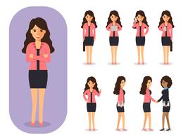 Set of businesswoman at work.  vector