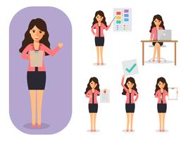 Set of businesswoman at work.  vector