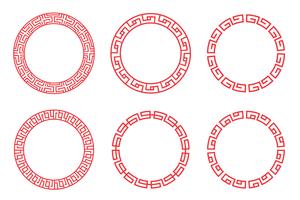 Chinese red circle set  design  vector