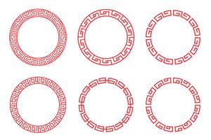 Chinese red circle set  design  vector