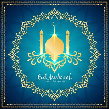 Resumen elegante fondo Eid Mubarak saludo vector