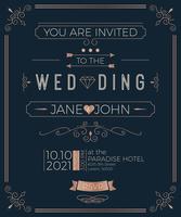 Vintage wedding invitation card template vector