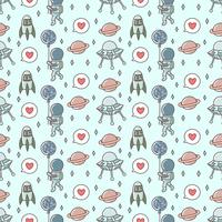 Cute Astronaut playing balloon seamless pattern vector