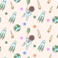Cute Astronaut seamless pattern vector