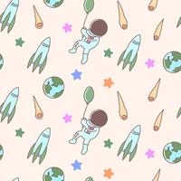 Cute Astronaut seamless pattern vector