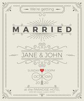 Vintage wedding invitation card vector