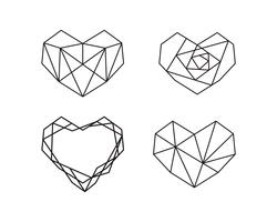 Geometric Heart Shapes Collection. Set of Heart Logos in Vector. Heart Logo Symbol and Icons Valentines day