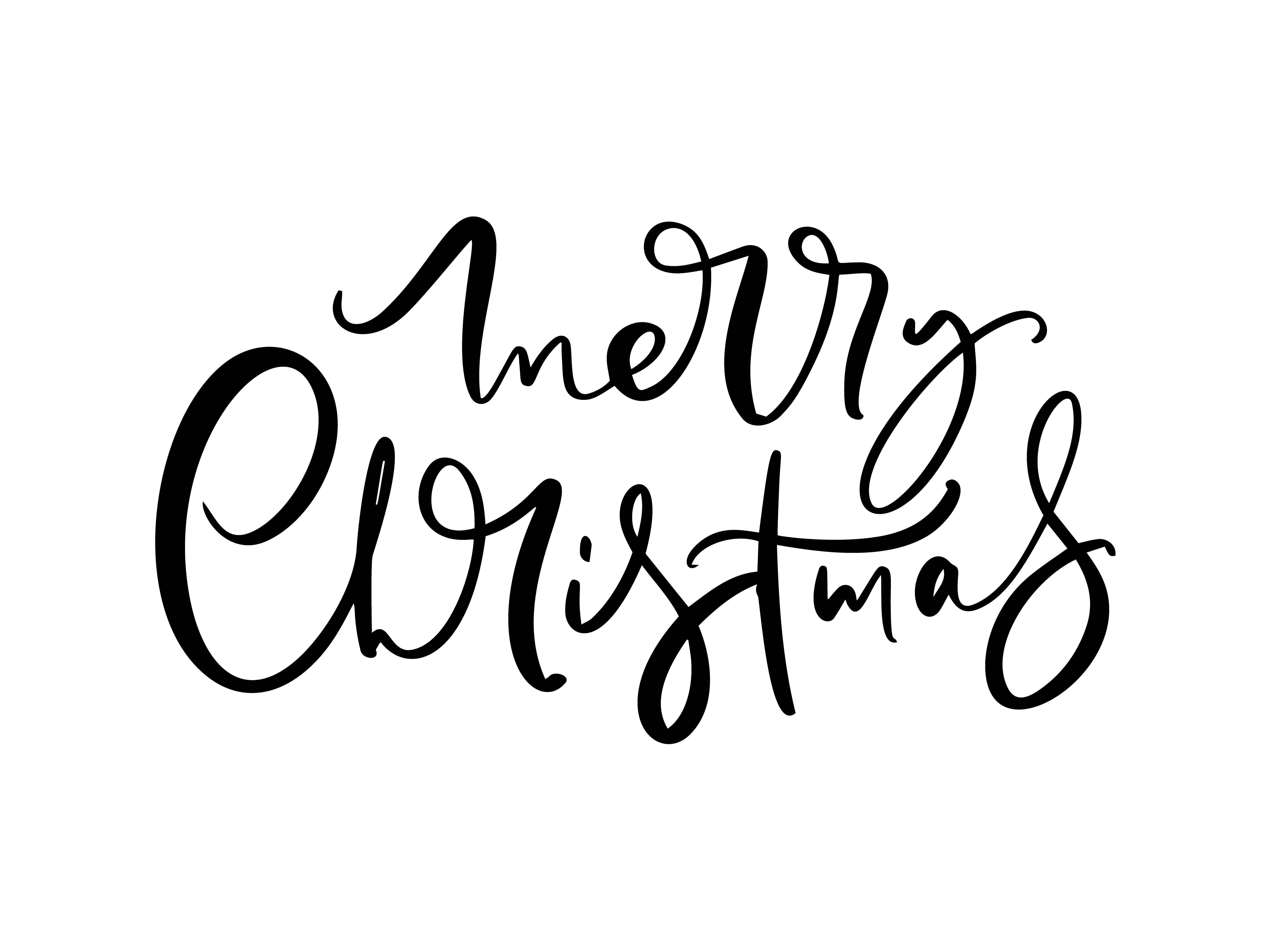 Merry Christmas Black Handwritten Lettering Text Inscription