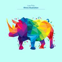 Colorful low poly rhino vector design
