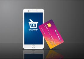 Mobile payment concept, Smartphone with processing of mobile payments from credit card. Vector illustration