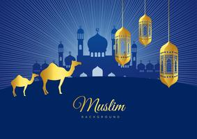 Vector illustration of Eid Mubarak Islamic holiday greeting card design