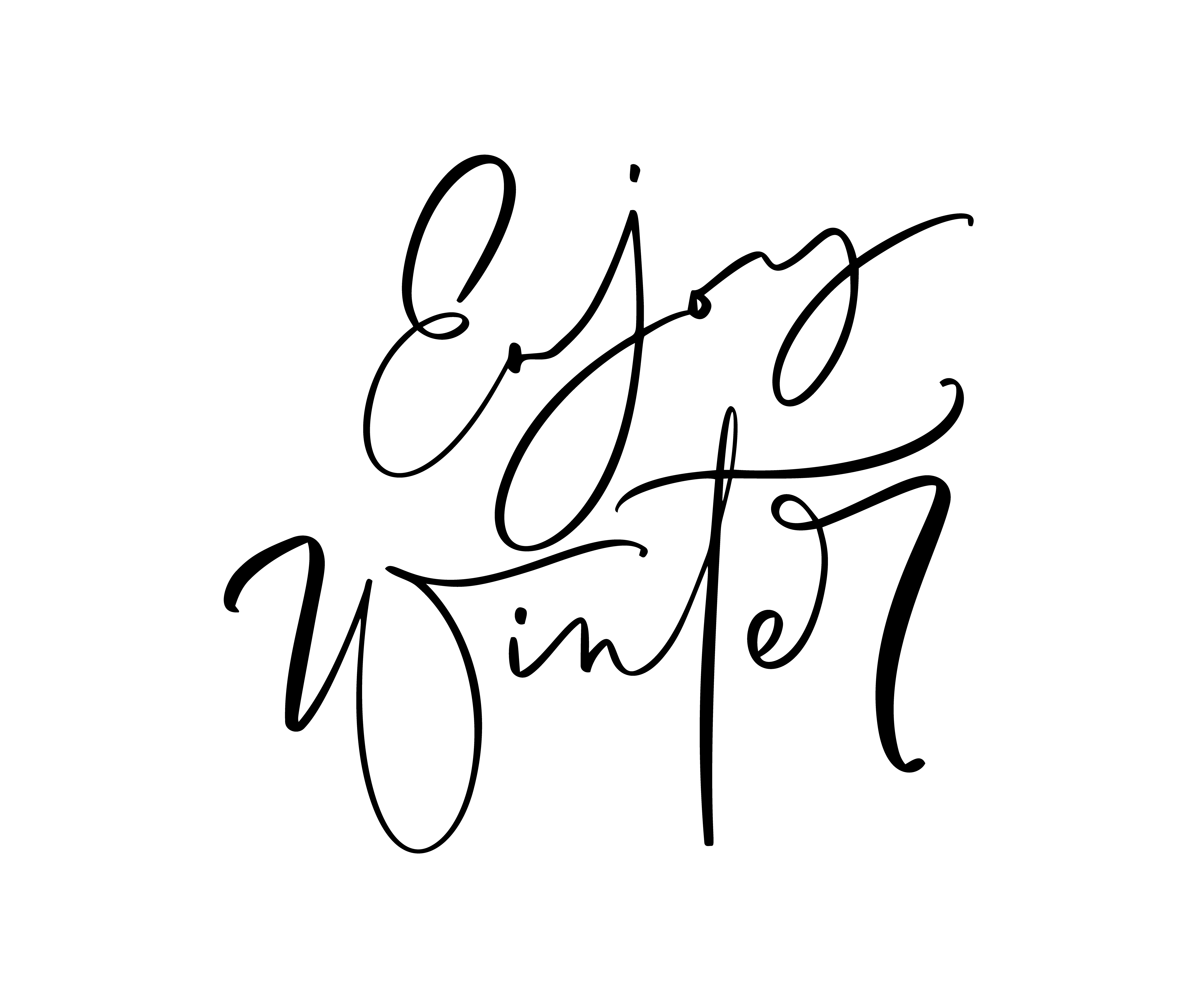 Enjoy Winter Black And White Handwritten Lettering Text