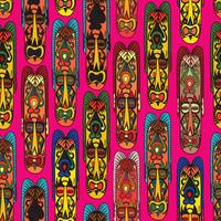 Ethnic seamless pattern, tribal style. African mask tiled background. vector