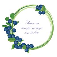 Blueberry branch frame. Berry floral background. Summer food decor vector