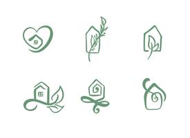 Set of simple calligraphy houses hand drawn logo. Real Vector Icons. Estate Architecture Construction for design. Art home vintage element