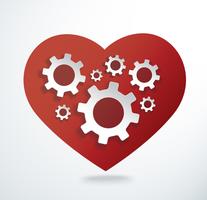 Gears in heart shape vector illustration