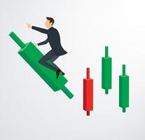  businessman riding on Candlestick chart background vector