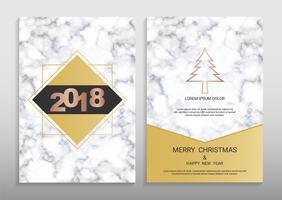 Merry Christmas and Happy New Year Greeting card design template. vector