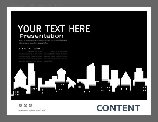 Presentation design template, City buildings and real estate concept.