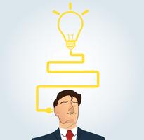 Businessman thinking with light bulb shape. concept of thinking  vector