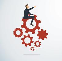 Businessman on the gears icon vector. Business concept illustration vector