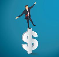 businessman or man walking in balance on Dollar icon vector