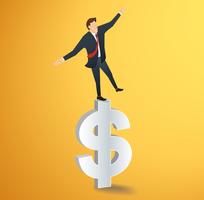 businessman or man walking in balance on Dollar icon vector