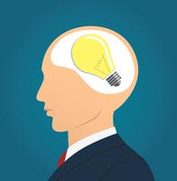 Businessman thinking with light bulb icon. concept of thinking  vector