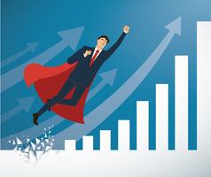 businessman and red cape Breaking the wall to Successful vector. Business concept illustration vector
