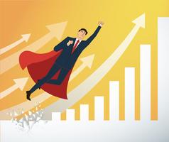 businessman and red cape Breaking the wall to Successful vector. Business concept illustration vector