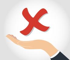 hand holding false check icon symbol  vector