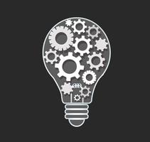 gears in light bulb shape , abstract gears concept of thinking vector